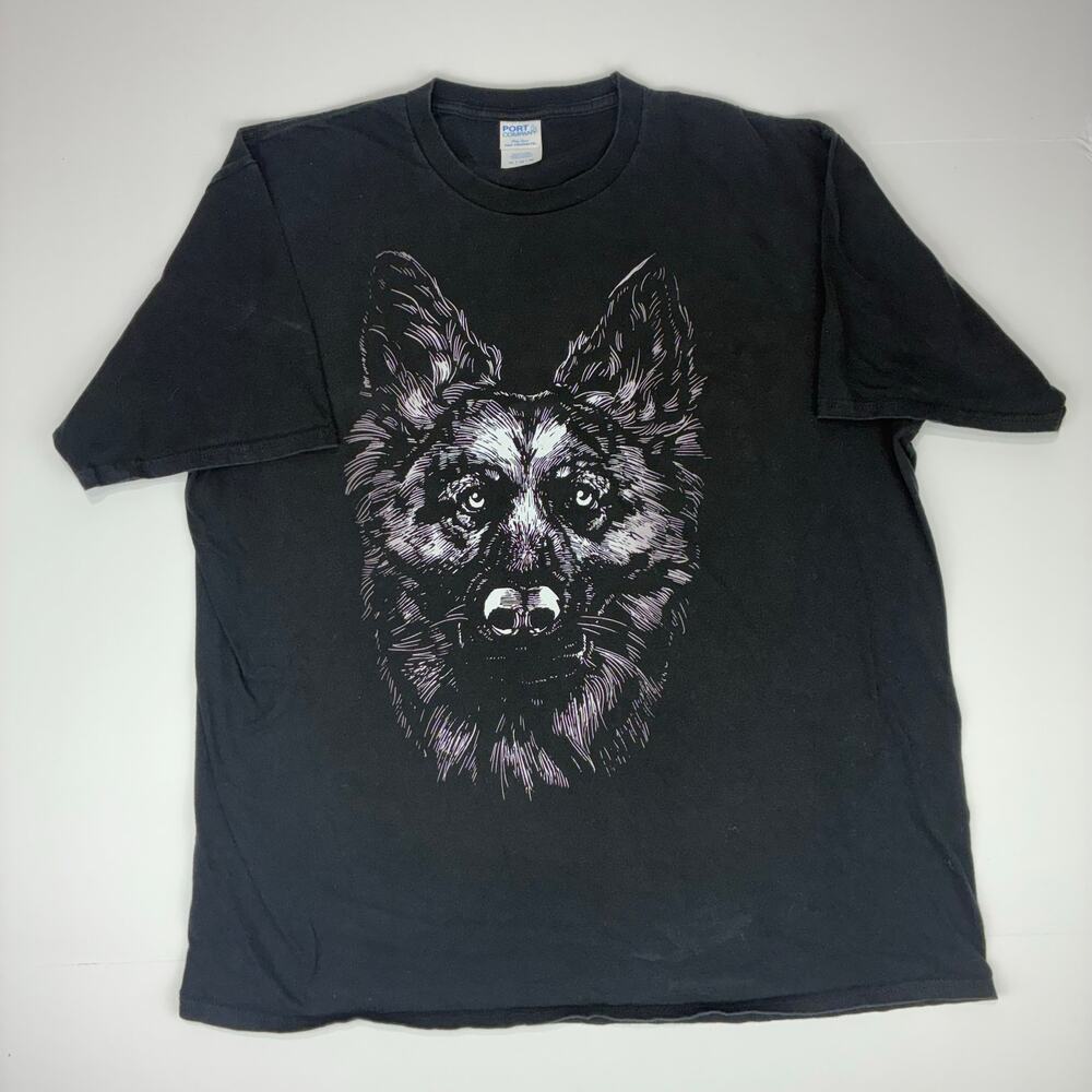 German Shepherd Graphic T-Shirt XL Black Ring Spun Cotton Grunge Streetwear - Picture 2 of 5